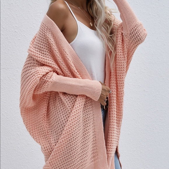 Bat Sleeves Loose Fit Cardigan Coral - Picture 5 of 8